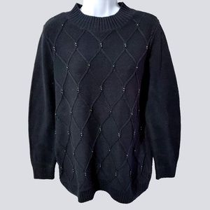 Karen Scott Black Embellished Pullover Sweater